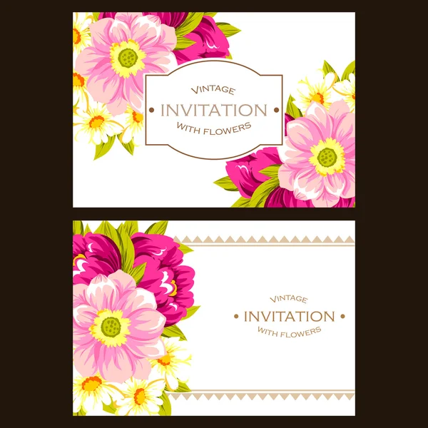 Delicate invitation with flowers — Stock Vector