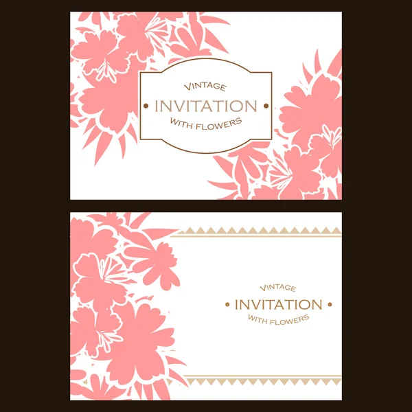 Pink silhuette wedding invitation card — Stock Vector