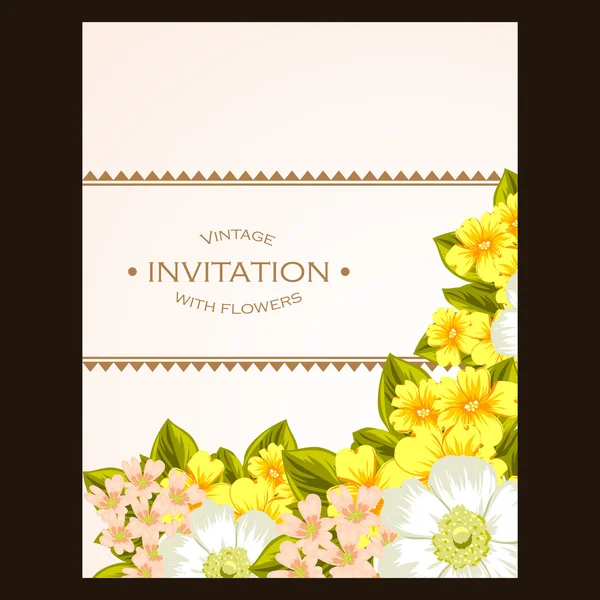 Invitation délicate avec des fleurs — Image vectorielle