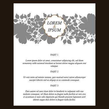 Gri siyah çiçek kartı