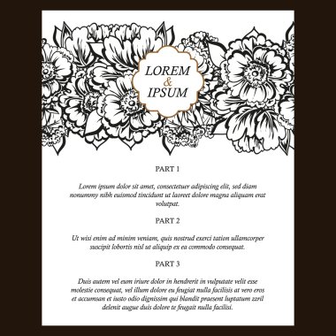 Doğrusal siyah çiçek kartı