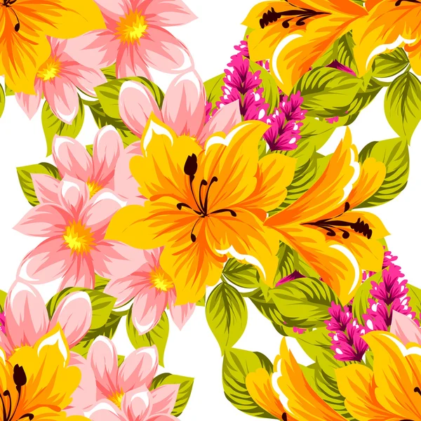 Farbe florales nahtloses Muster — Stockvektor