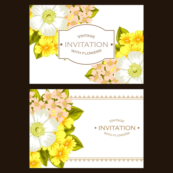 Delicada invitación con flores — Vector de stock