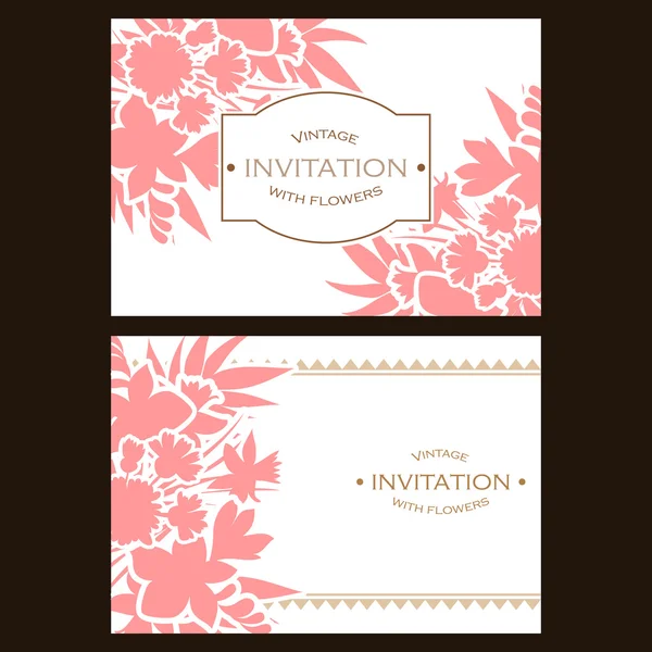 Tarjeta de invitación de boda de silueta rosa — Vector de stock