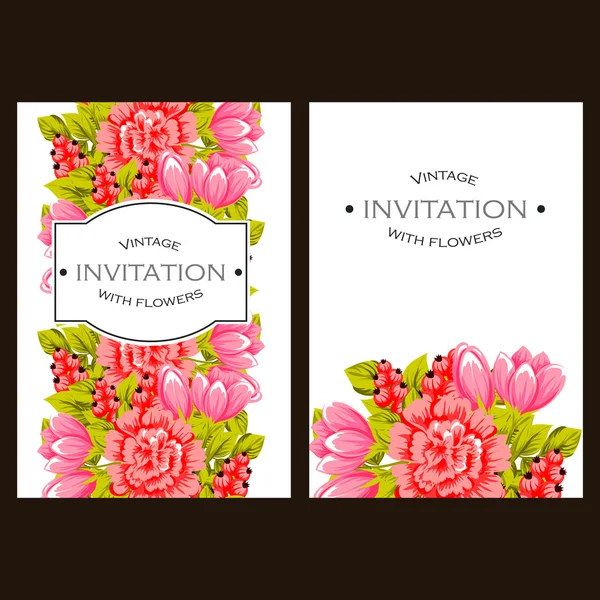 Delicate invitation with flowers — Stock Vector