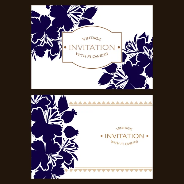 Carte d'invitation de mariage silhuette bleue — Image vectorielle