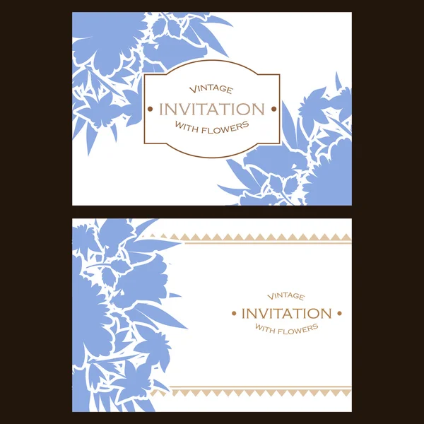 Blue silhuette wedding invitation card — Stock Vector