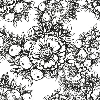 Doğrusal siyah beyaz seamless modeli 