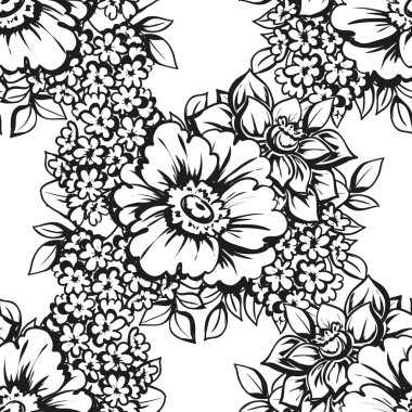 Doğrusal siyah beyaz seamless modeli 