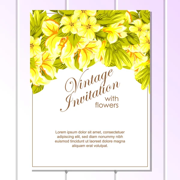 Delicate invitation with flowers — Stock Vector