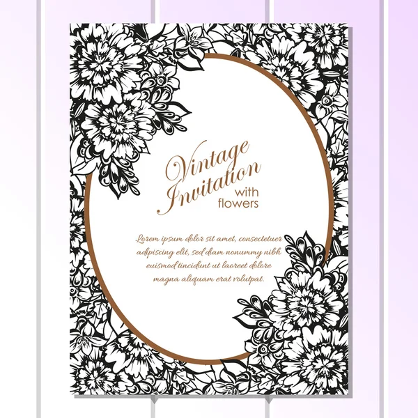 Black and white wedding invitation card — Stock Vector