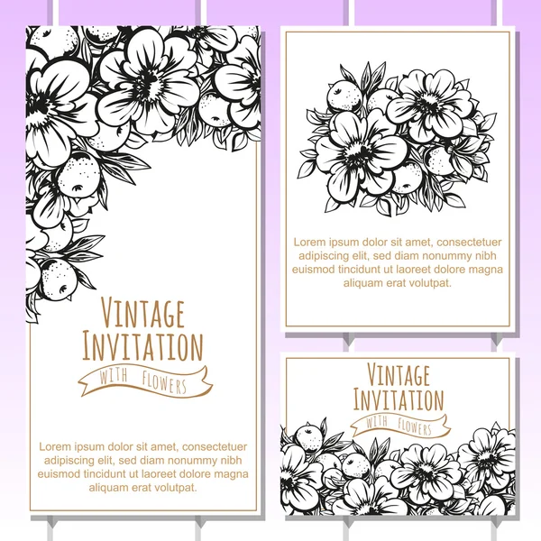 Black and white wedding invitation card — Stock Vector