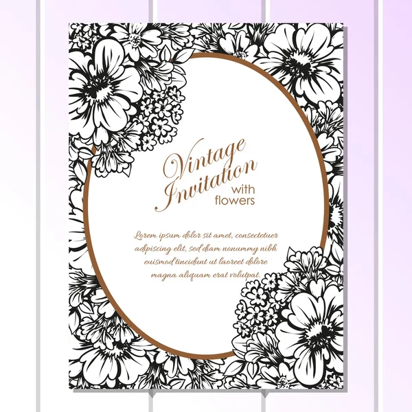 Black and white wedding invitation card — Stock Vector