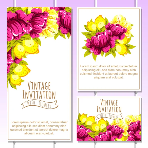 Delicada invitación con flores — Archivo Imágenes Vectoriales