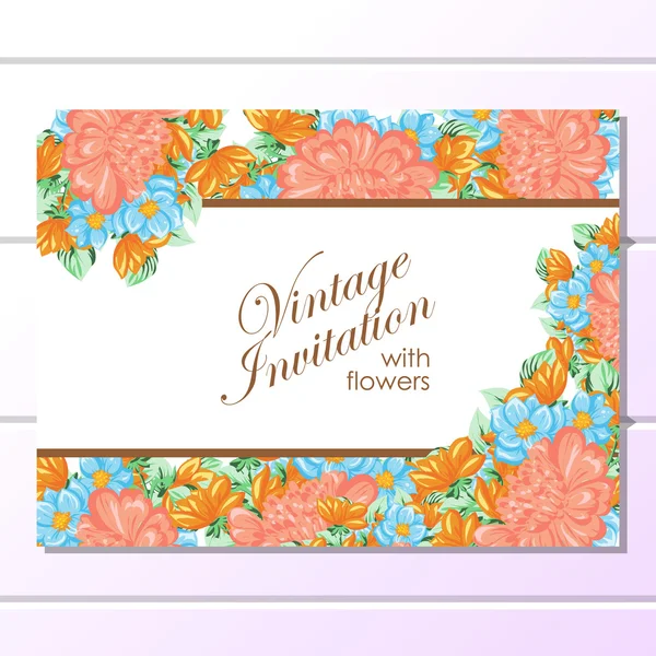 Invitation délicate avec des fleurs — Image vectorielle