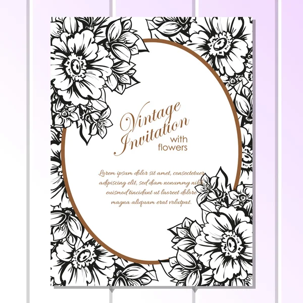 Black and white wedding invitation card — Stock Vector