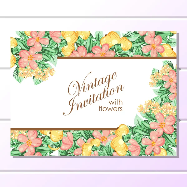 Tarjeta de invitación de boda de saludo colorido — Vector de stock