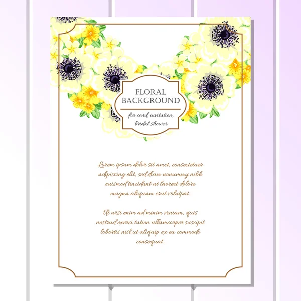 Delicada invitación con flores — Vector de stock