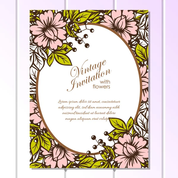 Delicada invitación con flores — Archivo Imágenes Vectoriales