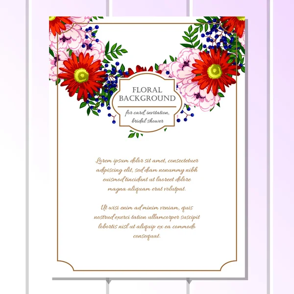 Delicada invitación con flores — Vector de stock