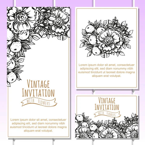 Siyah ve beyaz düğün davetiye kartı — Stok Vektör