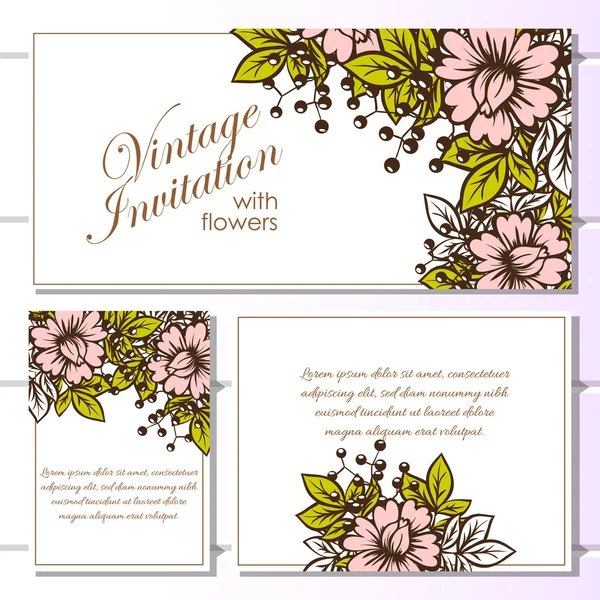 Invitation délicate avec des fleurs — Image vectorielle