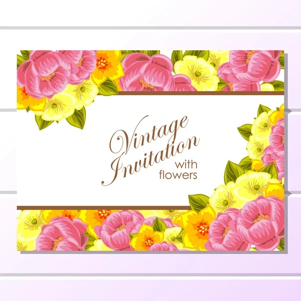 Delicate invitation with flowers — Stock Vector