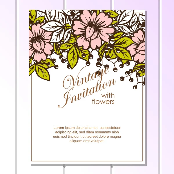 Invitation délicate avec des fleurs — Image vectorielle