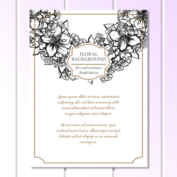 Carte d'invitation de mariage noir et blanc — Image vectorielle
