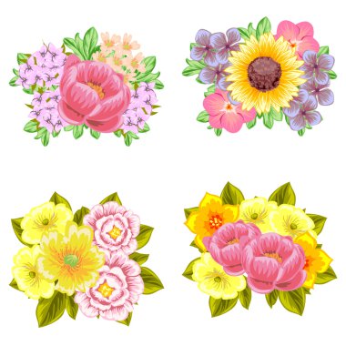 Çiçek buketleri seti