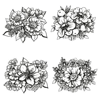 Çiçek buketleri seti