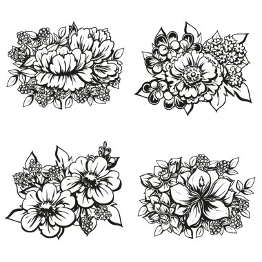 Çiçek buketleri seti