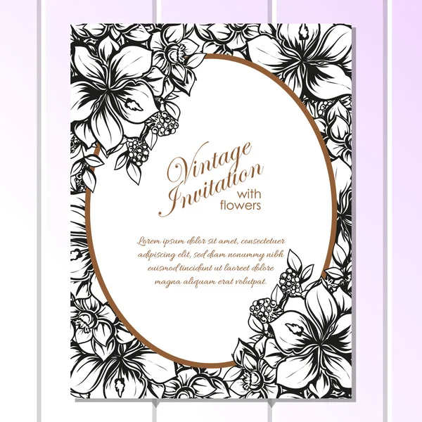 Tarjeta de invitación de boda en blanco y negro — Archivo Imágenes Vectoriales