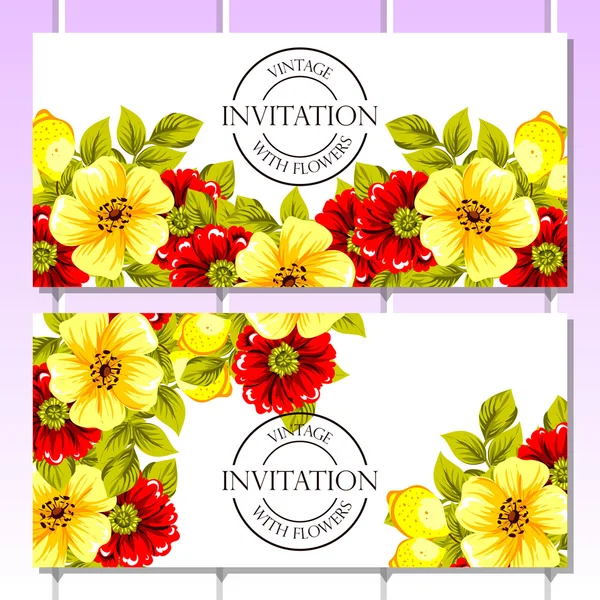 Tarjeta de invitación de boda de saludo de color — Vector de stock