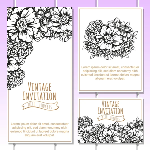 Carte d'invitation de mariage noir et blanc — Image vectorielle