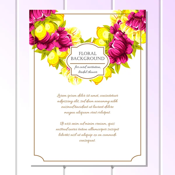 Delicada invitación con flores — Vector de stock