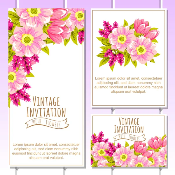 Delicate uitnodiging met bloemen — Stockvector