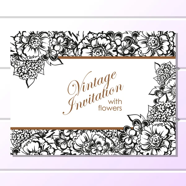 Carte d'invitation de mariage noir et blanc — Image vectorielle