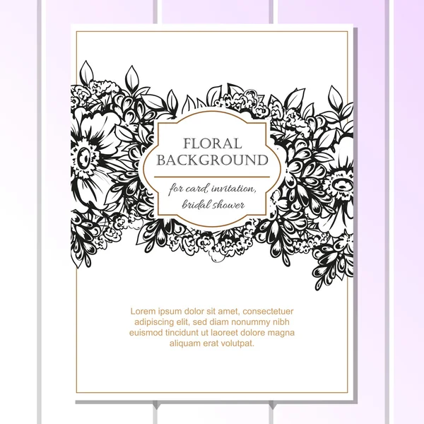 Tarjeta de invitación de boda en blanco y negro — Vector de stock