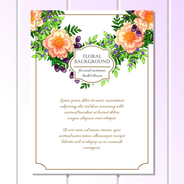 Delicada invitación con flores — Vector de stock