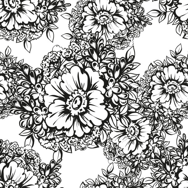 Linear black and white seamless pattern 