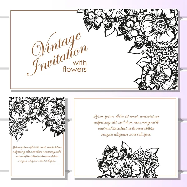 Carte d'invitation de mariage noir et blanc — Image vectorielle