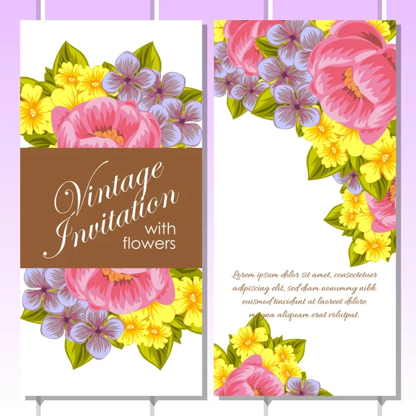 Invitation délicate avec des fleurs — Image vectorielle