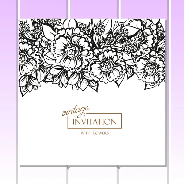 Black and white wedding invitation card — Stock Vector