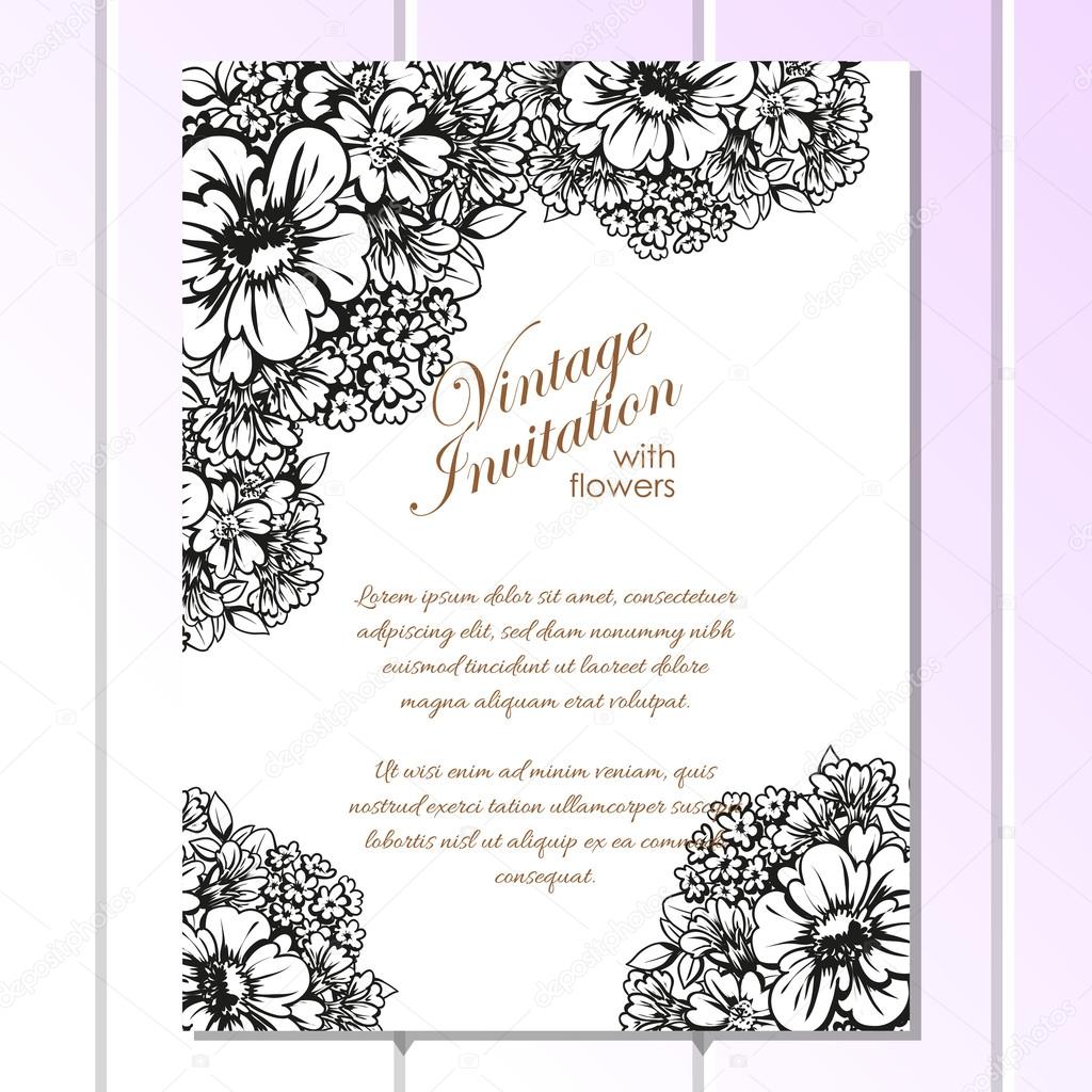 Black and white wedding invitation card — Stock Vector