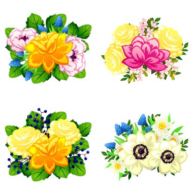 Çiçek buketleri seti