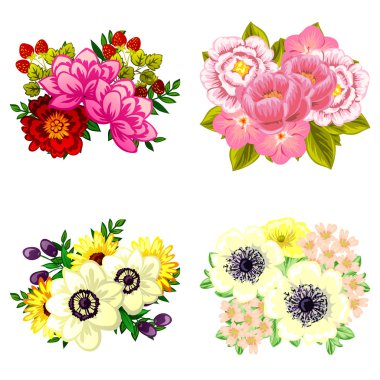 Çiçek buketleri seti