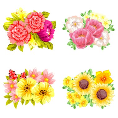 Çiçek buketleri seti