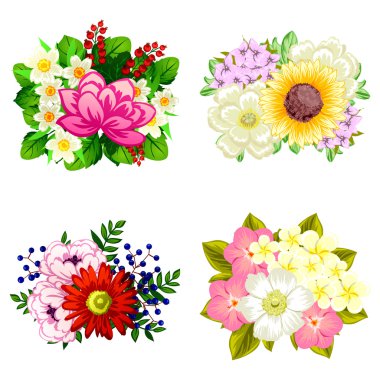 Çiçek buketleri seti