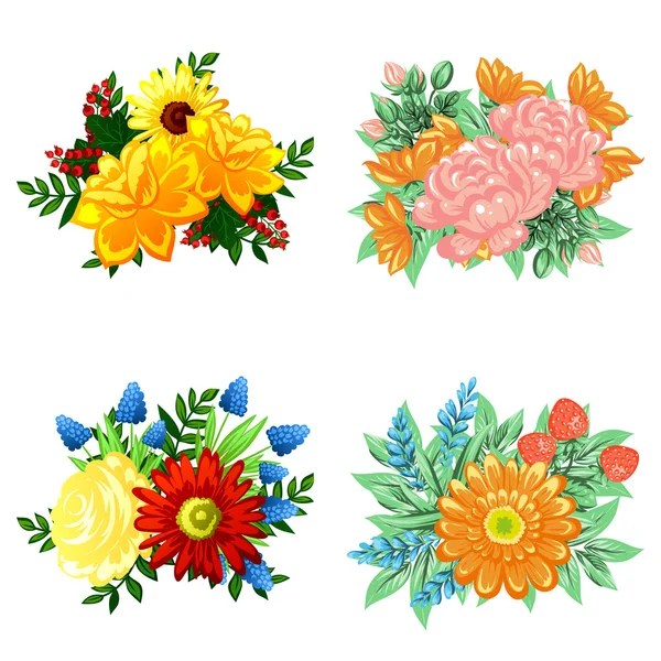 Flower bouquets set — Stock Vector